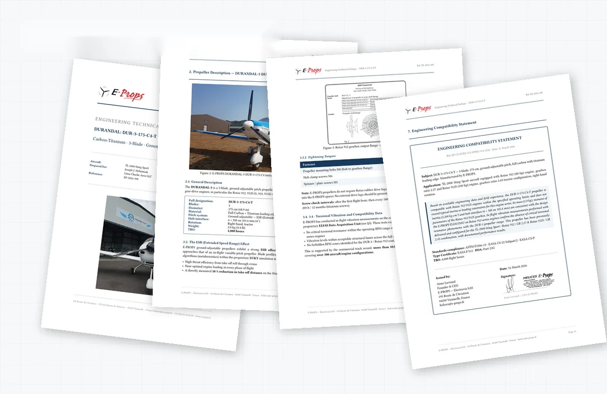 E-PROPS engineering technical package pages previewed for aircraft configuration review
